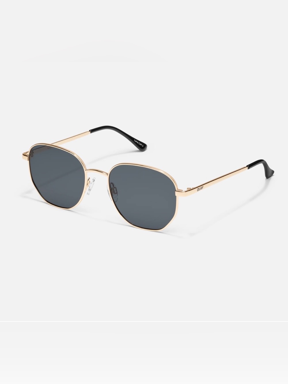 Quay Australia Unisex Big Time Sunglasses Gold Fame Smoke Polarized Lens